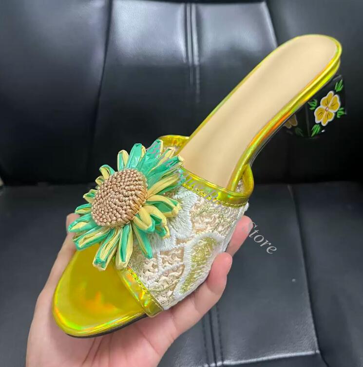 Embroidery Flower - Sandal Selop Wanita Bordir Bunga Matahari