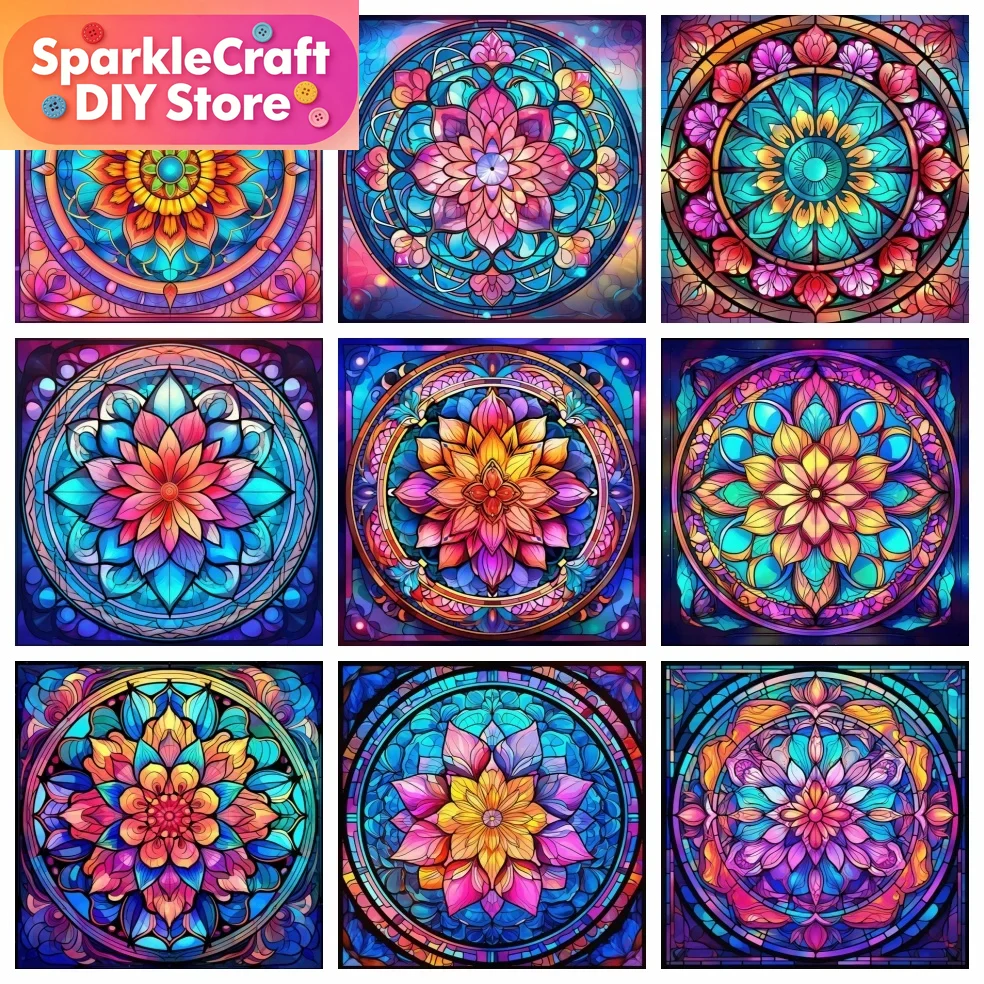 Embroidery Flower - Lukisan Berlian Mandala Bunga Cross Stitch