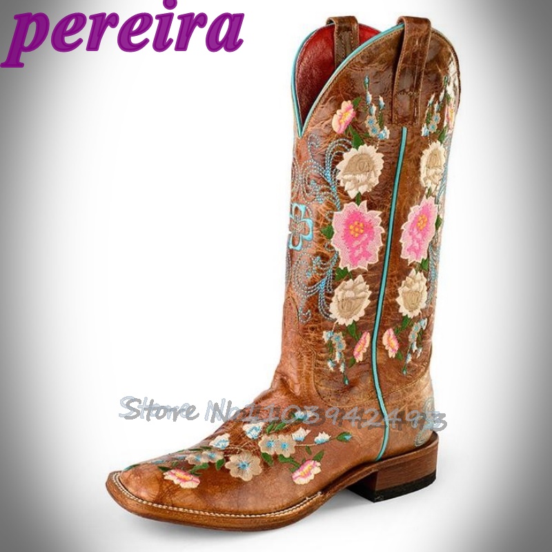 Embroidery Flower - Sepatu Bot Bunga Bordir Botas Taman