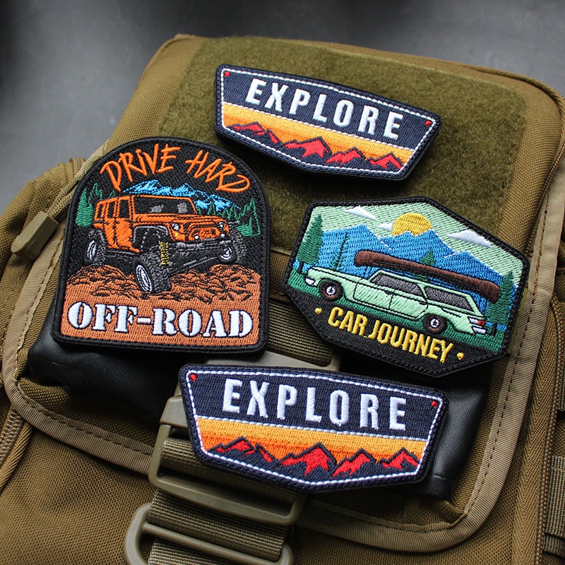 Embroidery Design 3D - Stiker mobil Travel Off-Road bordir 3D,