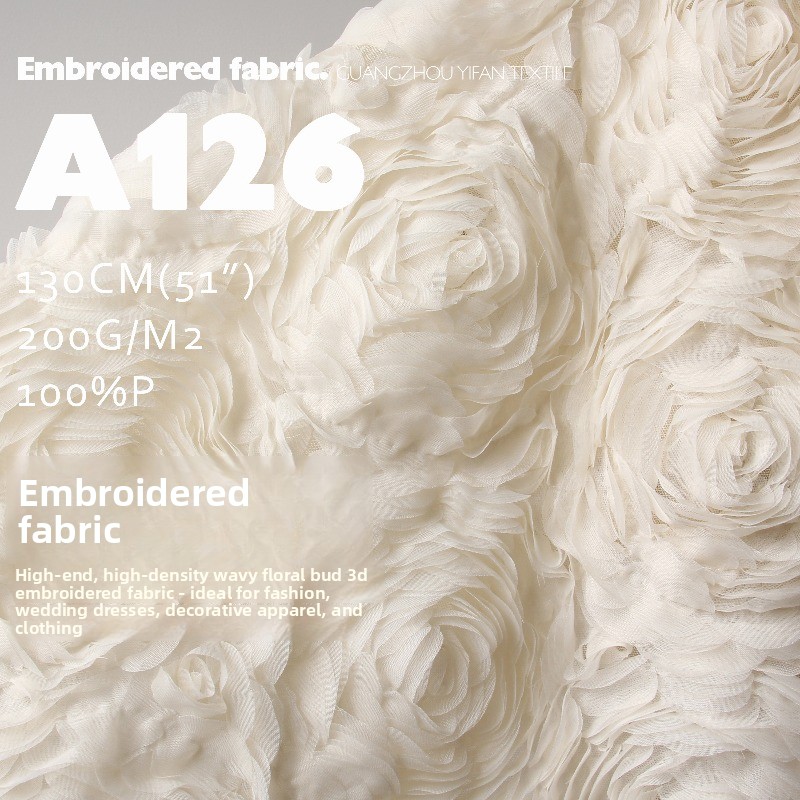 Embroidery Design 3D - Kain Mesh Bordir Bunga 3D untuk