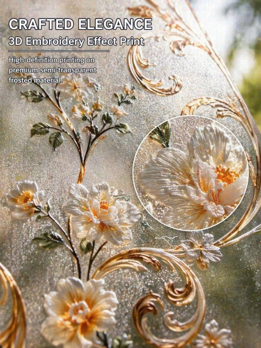 Embroidery Removal - Film Jendela Buram Pola Bordir, Transparan,