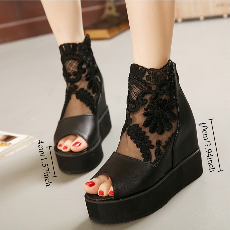 Embroidery Flower - Sandal Musim Panas Wanita Hak Tinggi