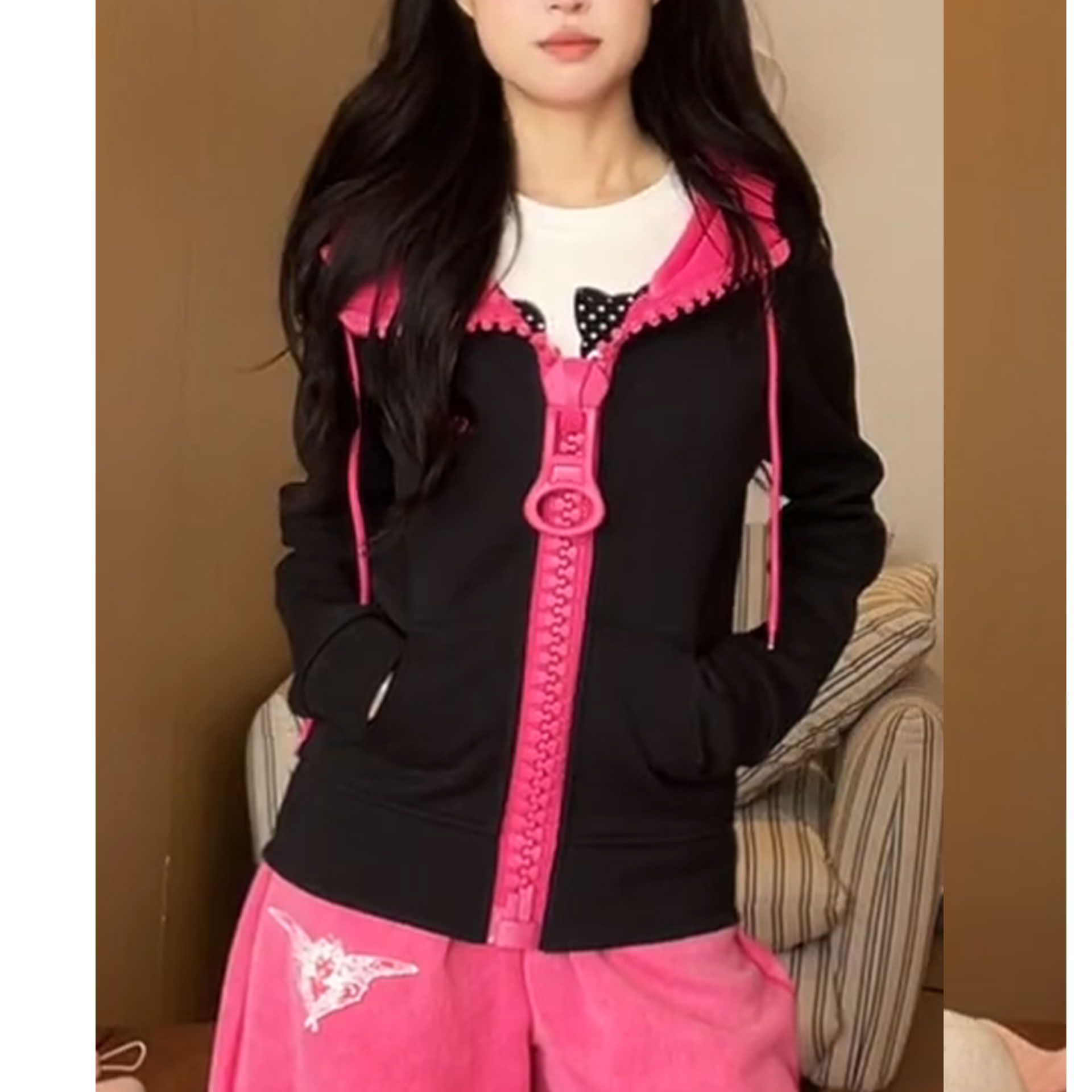 Embroidery Design 3D - Jaket pendek kasual Y2k wanita, model