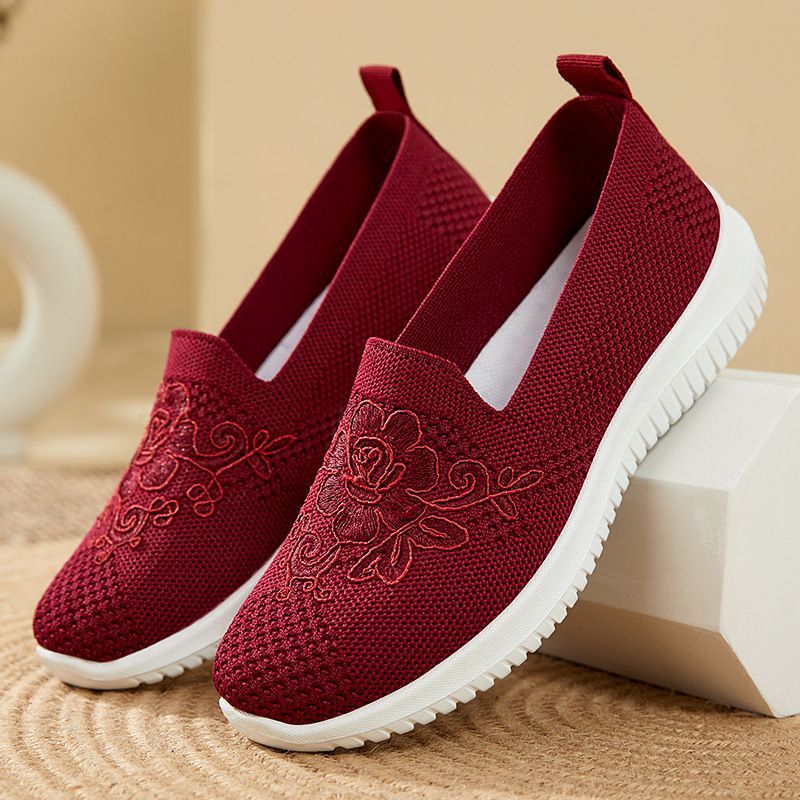 Sepatu Slip On Jaring Rajut Bo - Embroidery Flower ulasan dan harga