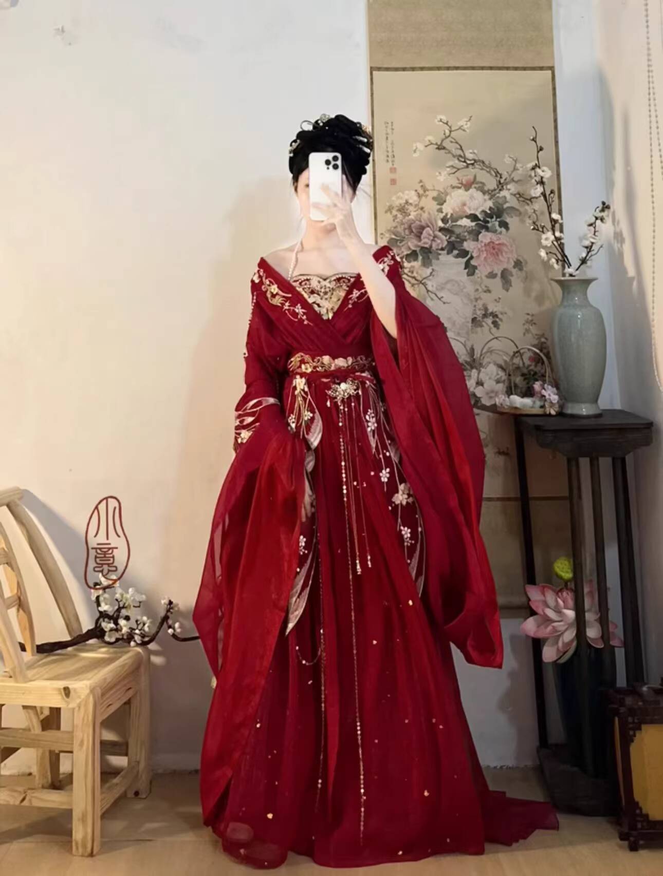 Hanfu Wanita Dinasti Utara Wei - Embroidery Flower ulasan dan harga