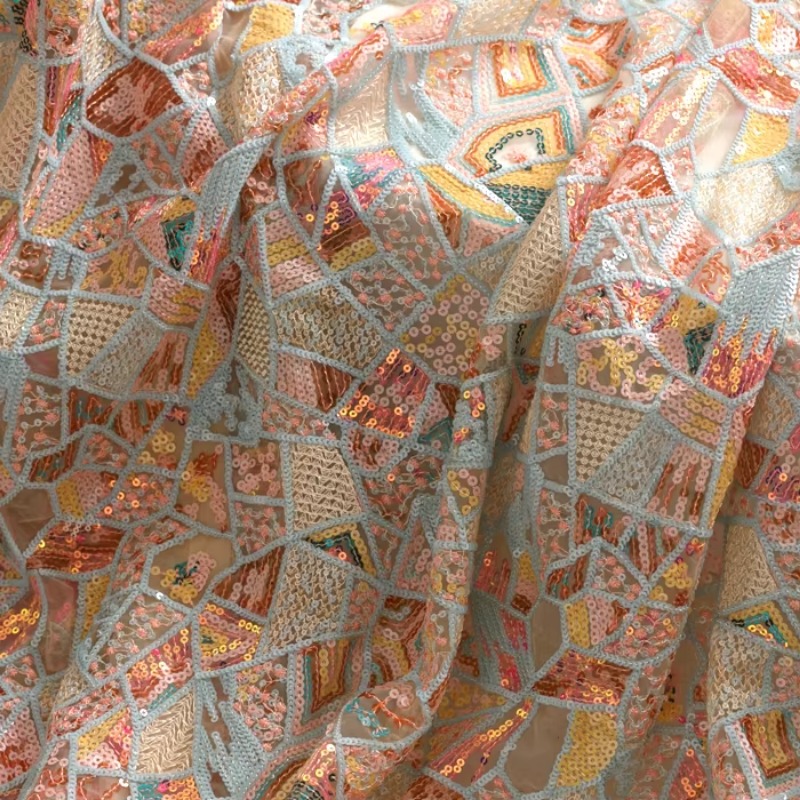 Kain Jaring Lembut Renda Payet - Embroidery Design 3D ulasan dan harga