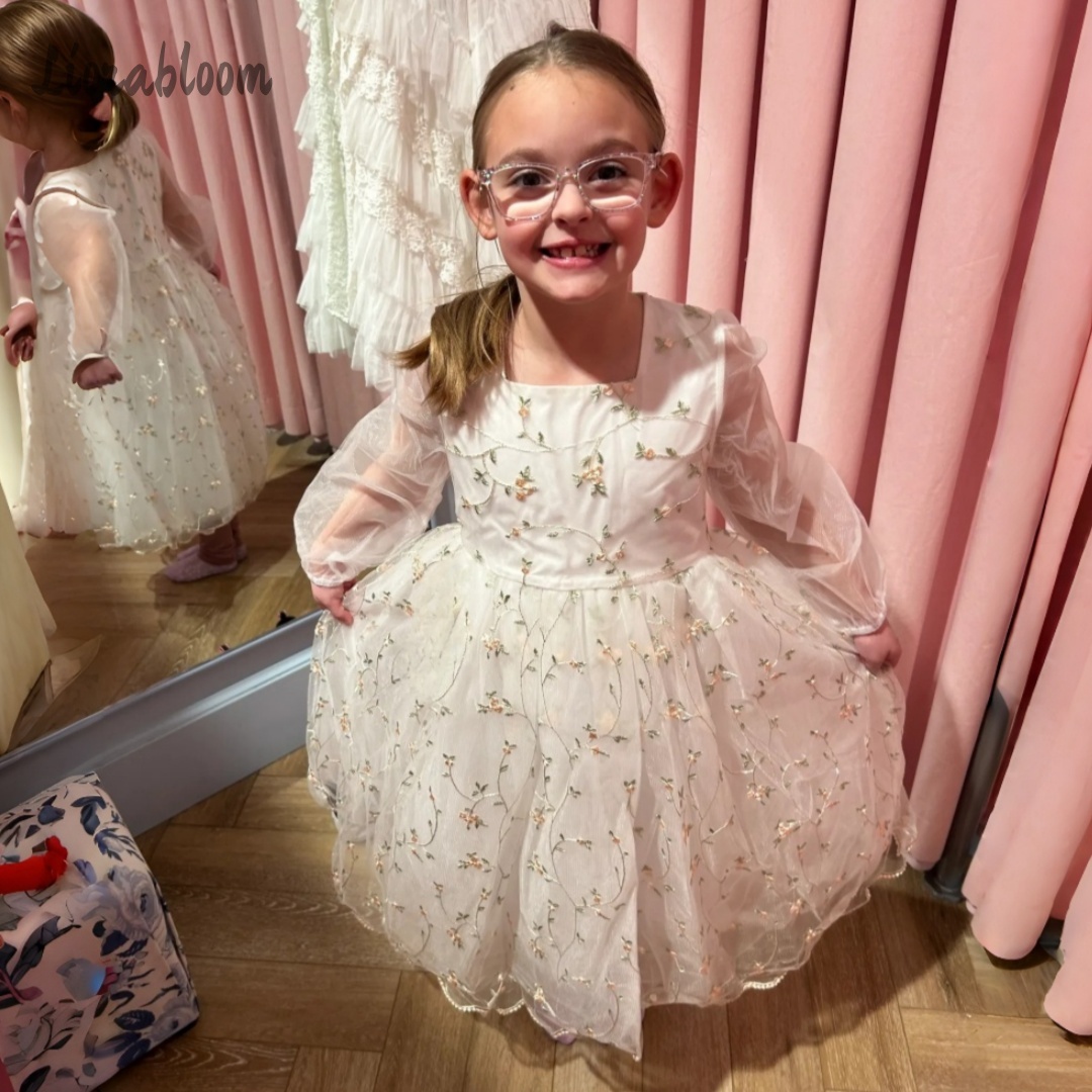 Gaun Gadis Bunga Kustom dengan - Embroidery Flower ulasan dan harga